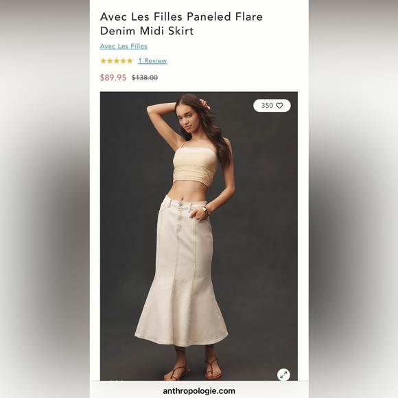 Avec Les Filles (Anthropology) Paneled Flare Denim Midi Skirt Size: Large - Picture 1 of 7